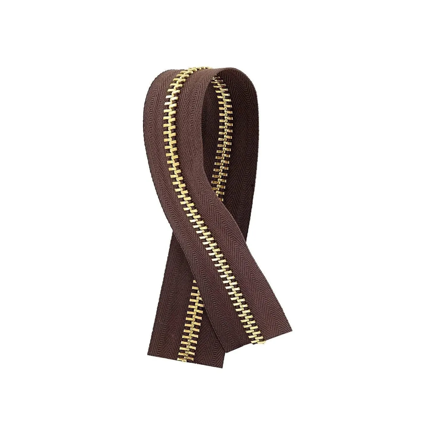 #10 Brown, YKK Metal Chain Zipper Tape with Brass Teeth, #10M-BRO-B