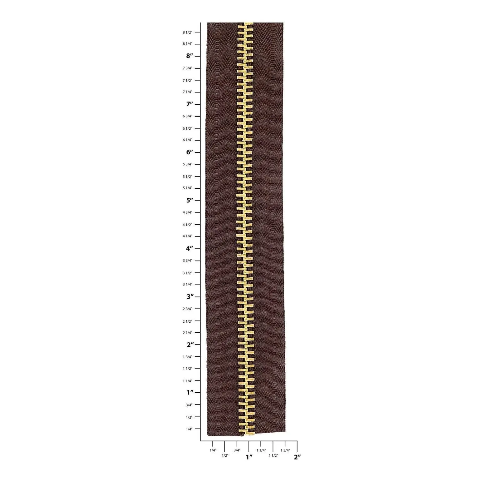 #10 Brown, YKK Metal Chain Zipper Tape with Brass Teeth, #10M-BRO-B