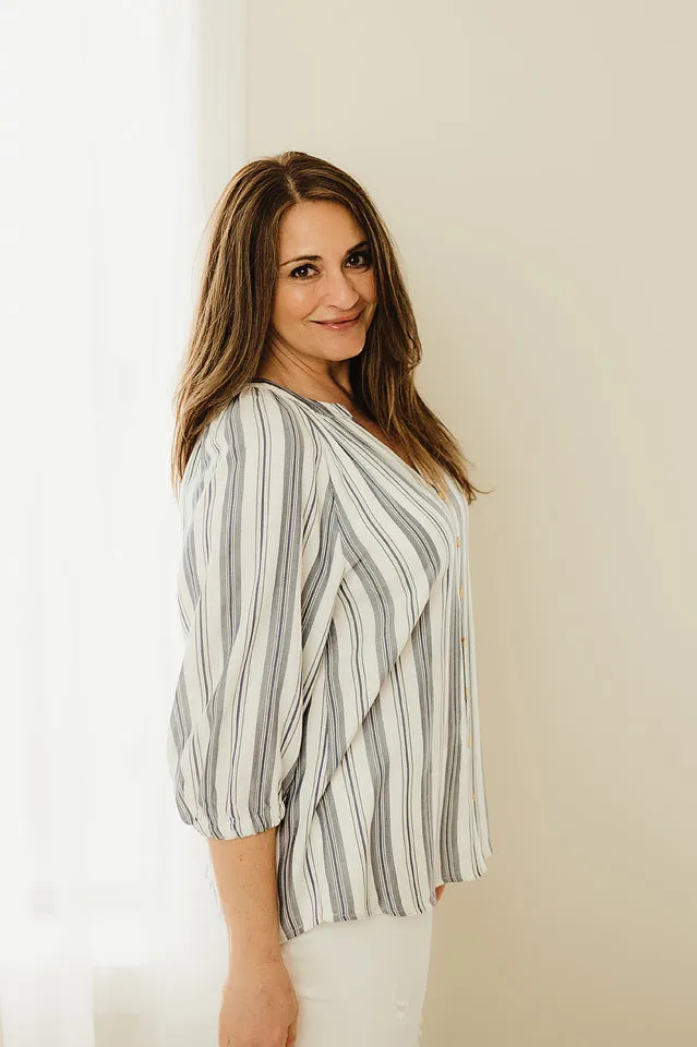 3/4 Raglan Sleeve Button Down