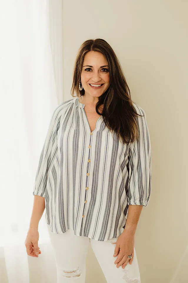 3/4 Raglan Sleeve Button Down