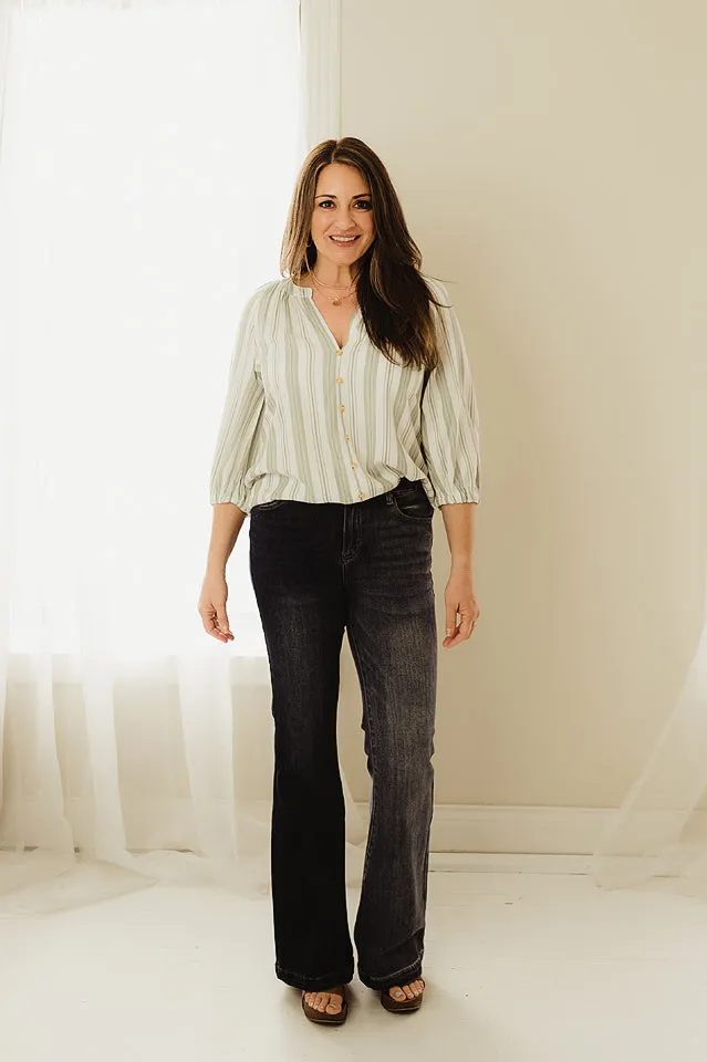 3/4 Raglan Sleeve Button Down
