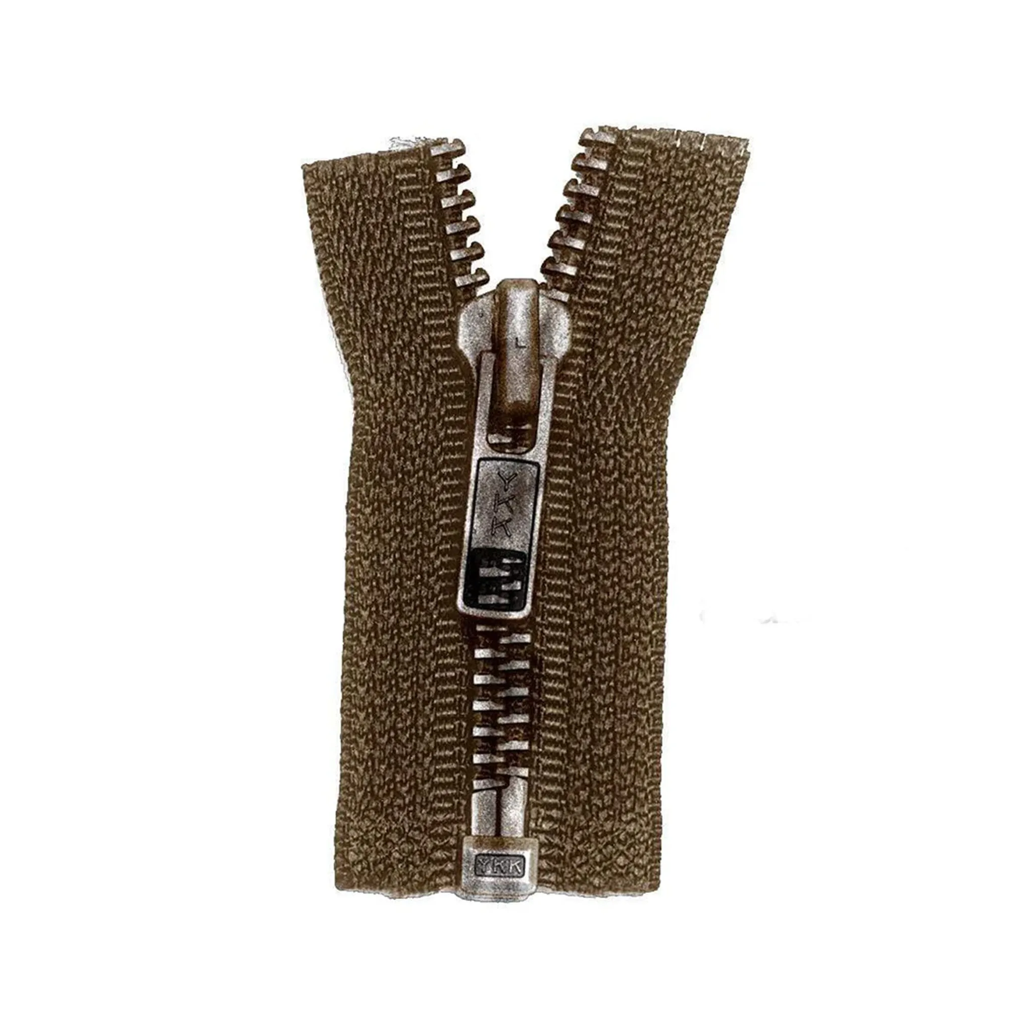 #5 Metal, Brown, 36" YKK Separating Bomber Jacket Zipper with Antique Brass Teeth, #6BJ-36-BRO-ANT