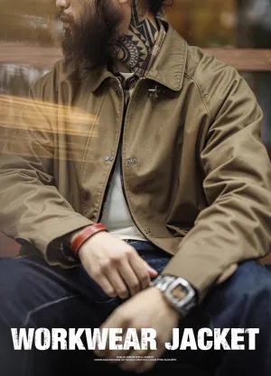American Retro Fire Button Heavy Coat Cotton Canvas Men's Jacket