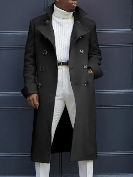 Autumn Mens Double Row Suit Jacket  Solid Color Long Sleeve Casual Business Blazer Coat Fashion Lapel Windbreaker Plus Size
