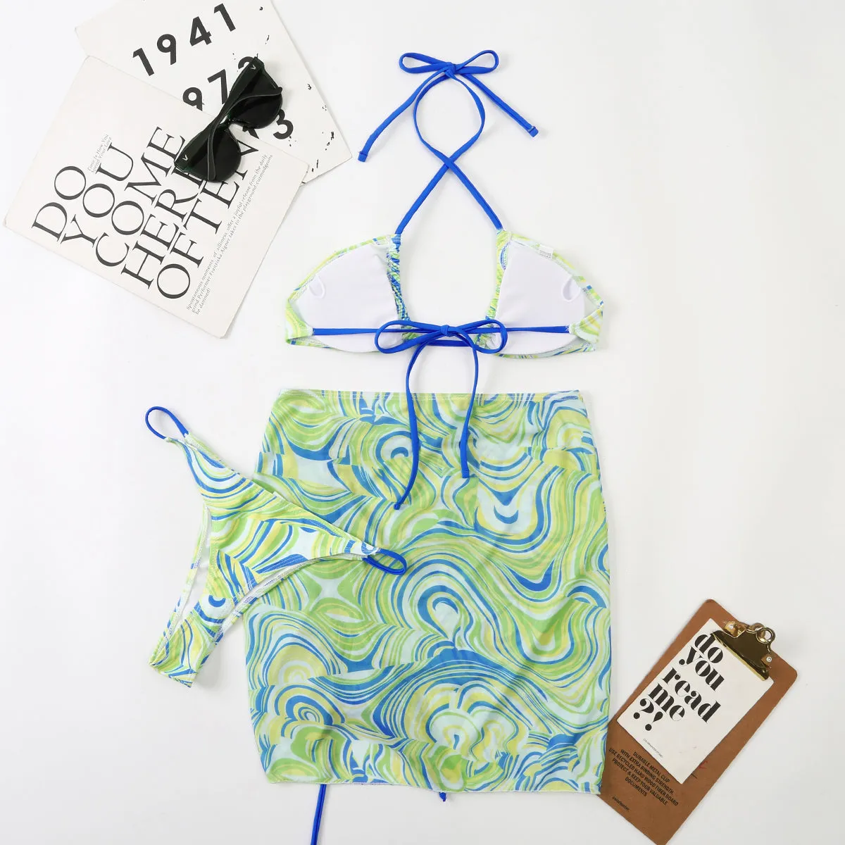 Bali Dreams 3-teiliges Bikini-Set mit Cover-Up-Rock 