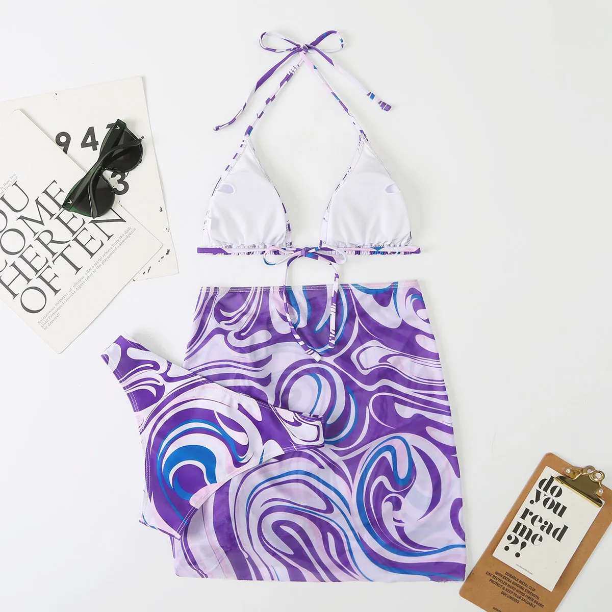 Bali Dreams 3-teiliges Bikini-Set mit Cover-Up-Rock 