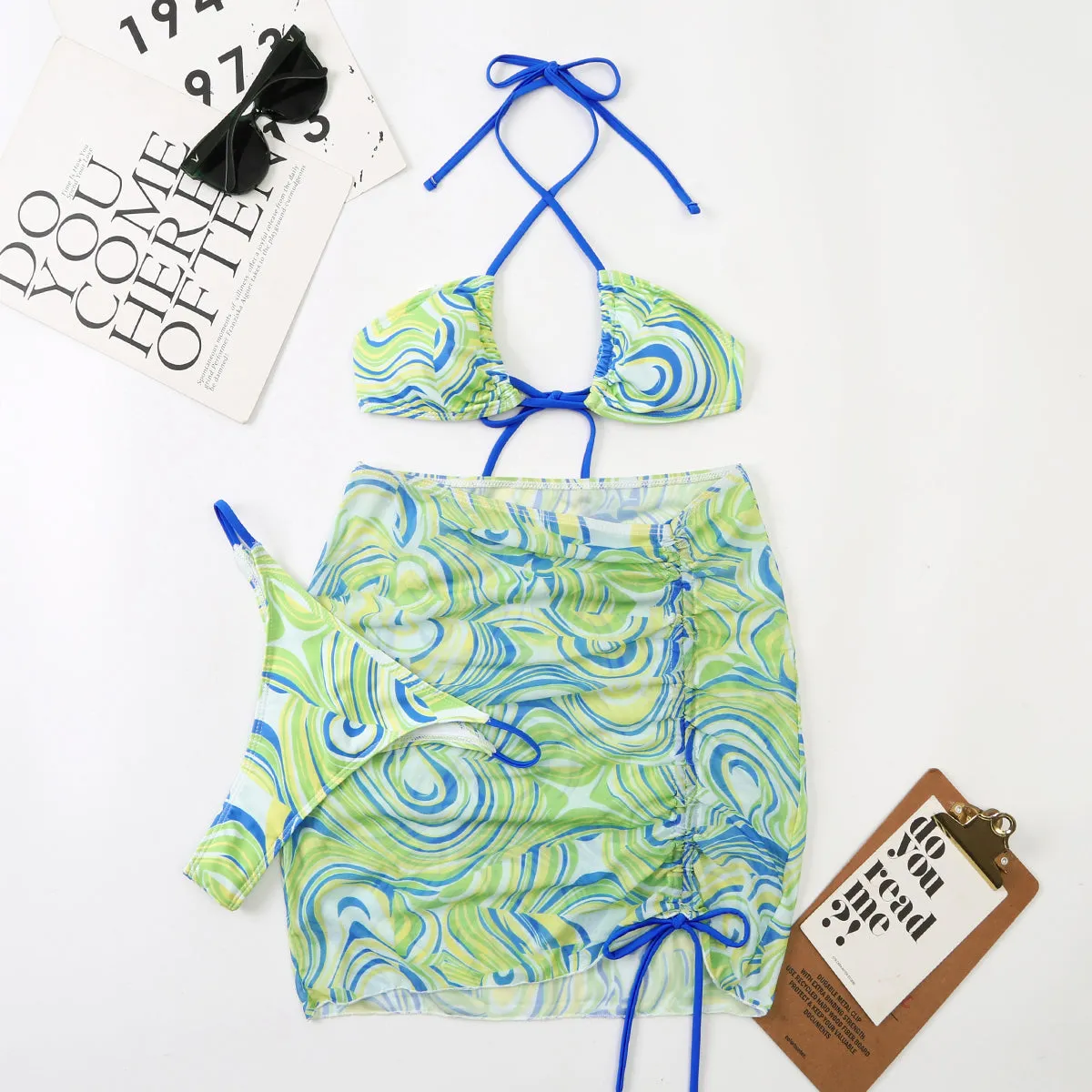 Bali Dreams 3-teiliges Bikini-Set mit Cover-Up-Rock 