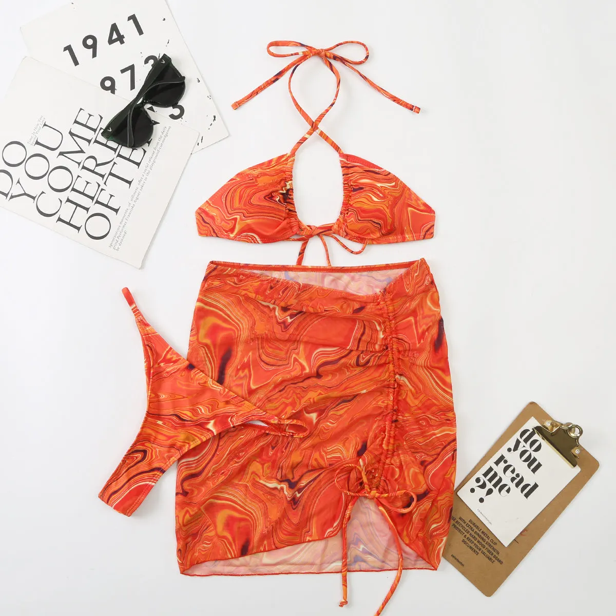 Bali Dreams 3-teiliges Bikini-Set mit Cover-Up-Rock 