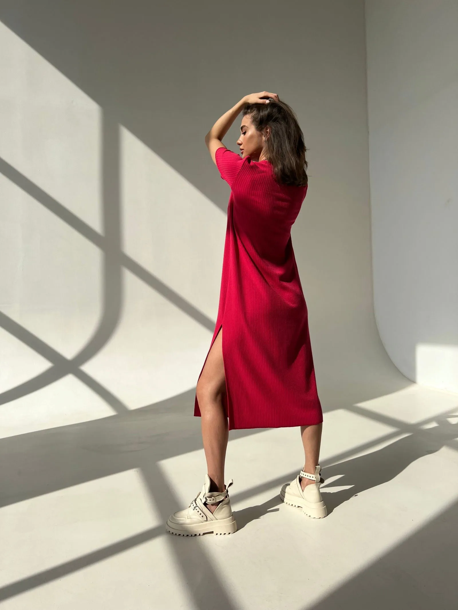Berry Blush strawberry cotton ribbed dress
