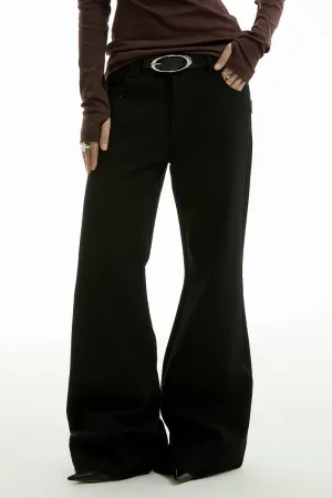 Black Low-Rise Tailored Flare Pants