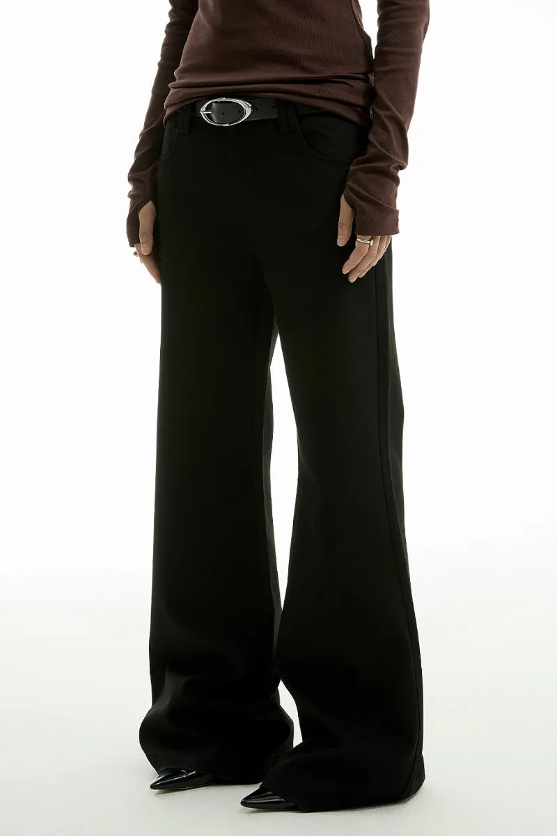 Black Low-Rise Tailored Flare Pants
