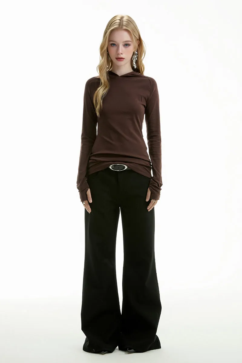 Black Low-Rise Tailored Flare Pants