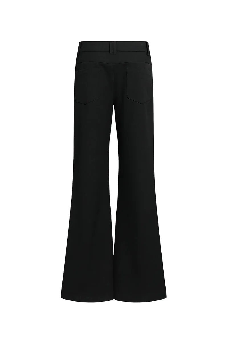 Black Low-Rise Tailored Flare Pants