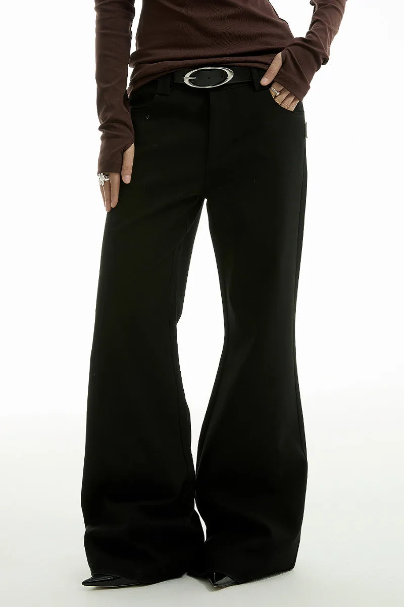 Black Low-Rise Tailored Flare Pants