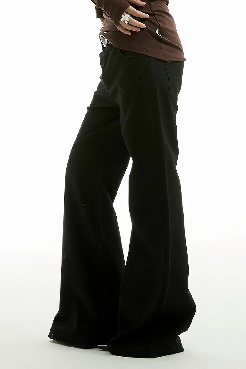 Black Low-Rise Tailored Flare Pants
