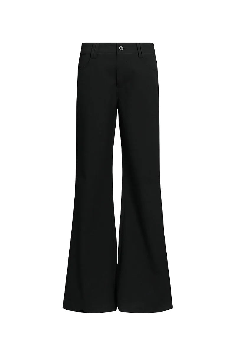 Black Low-Rise Tailored Flare Pants