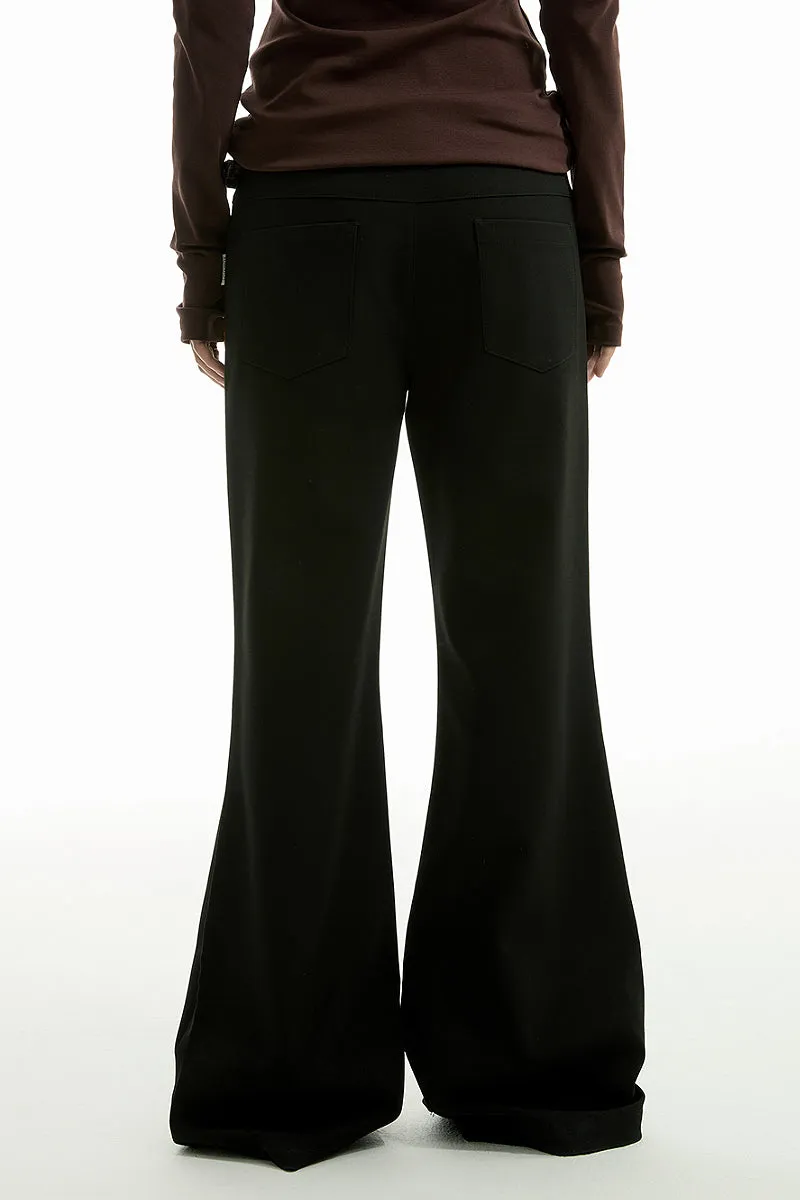 Black Low-Rise Tailored Flare Pants