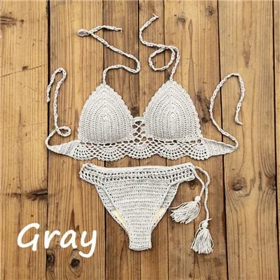 Boho Bella Bohemian - handgefertigter gehäkelter Push-up-Bikini