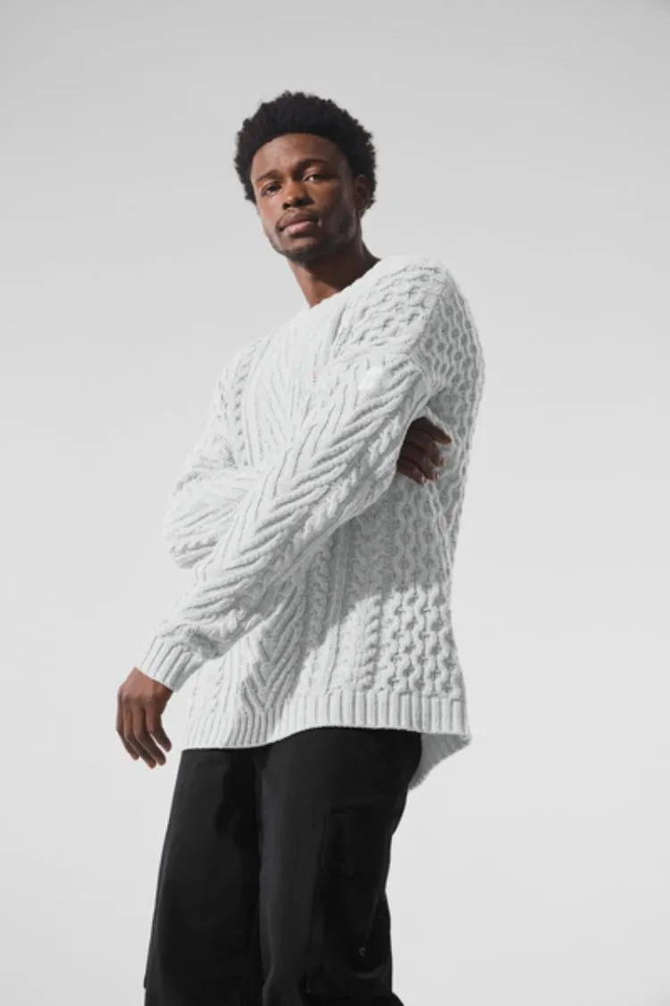 CABLE KNIT CREW NECK SWEATER