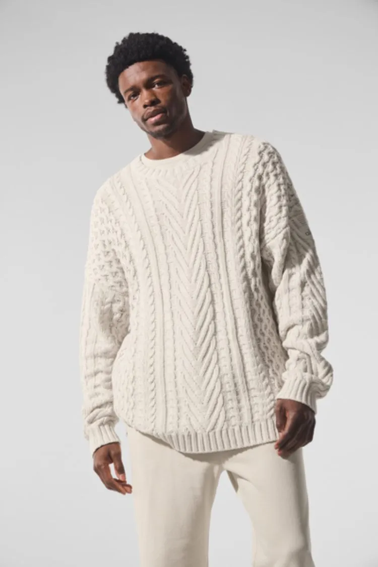 CABLE KNIT CREW NECK SWEATER
