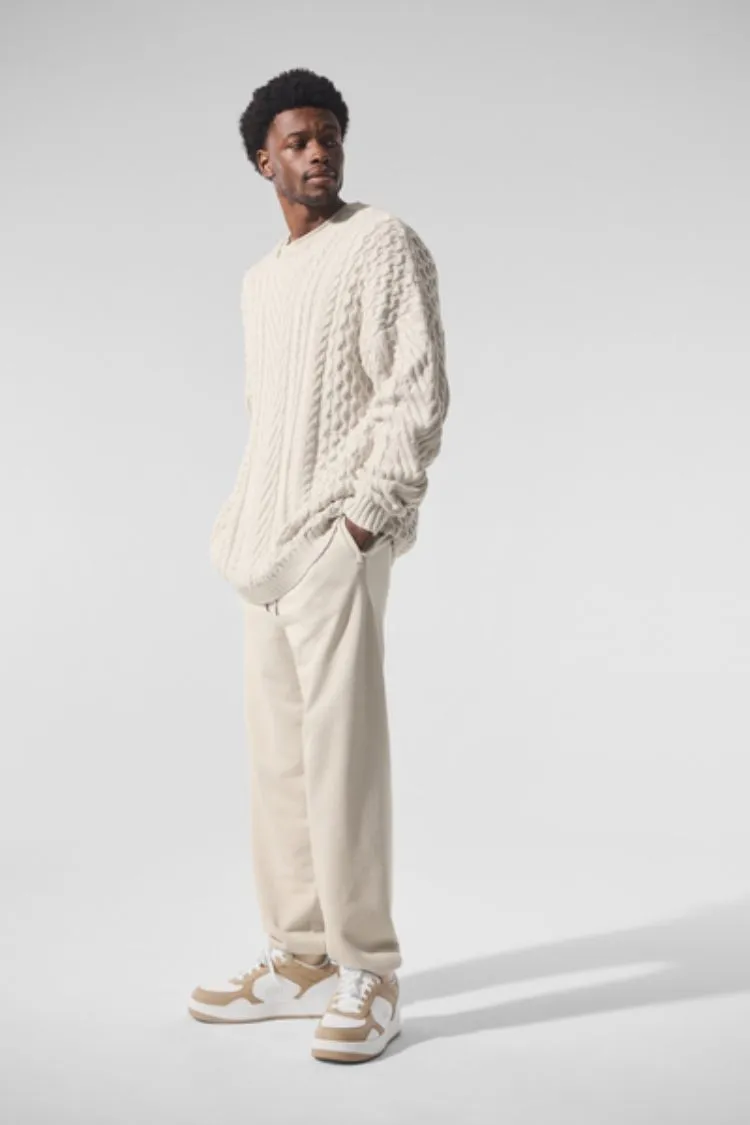 CABLE KNIT CREW NECK SWEATER