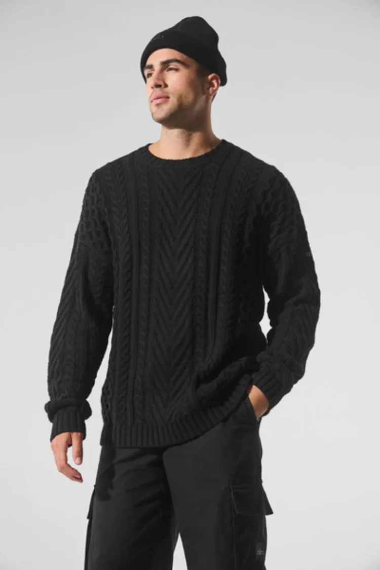 CABLE KNIT CREW NECK SWEATER
