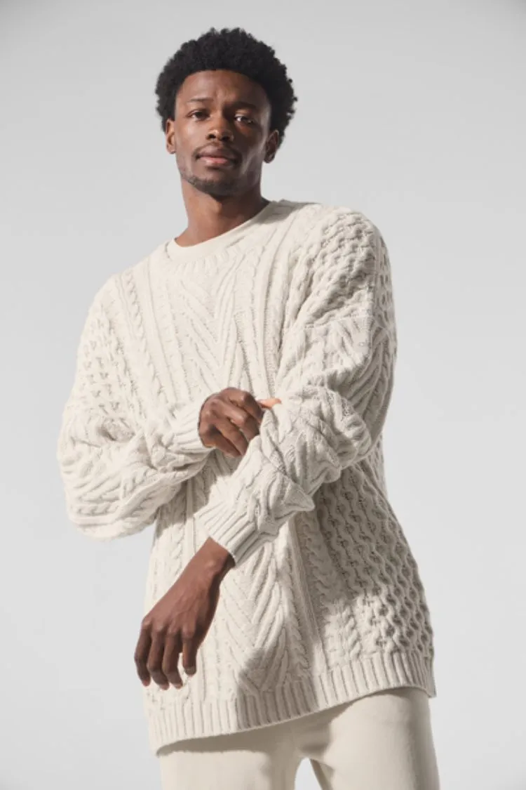 CABLE KNIT CREW NECK SWEATER