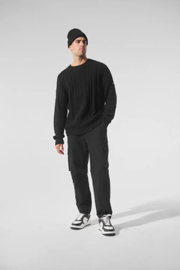 CABLE KNIT CREW NECK SWEATER