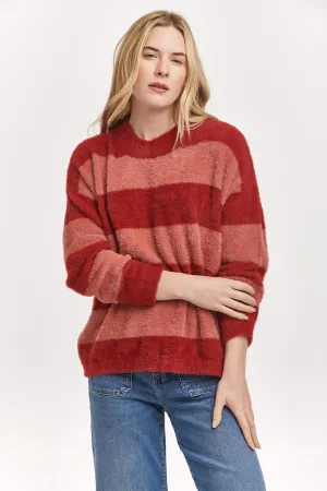 CAROLINE CREW NECK LONG SLEEVE RELAXED FIT SWEATER CANDY CANE