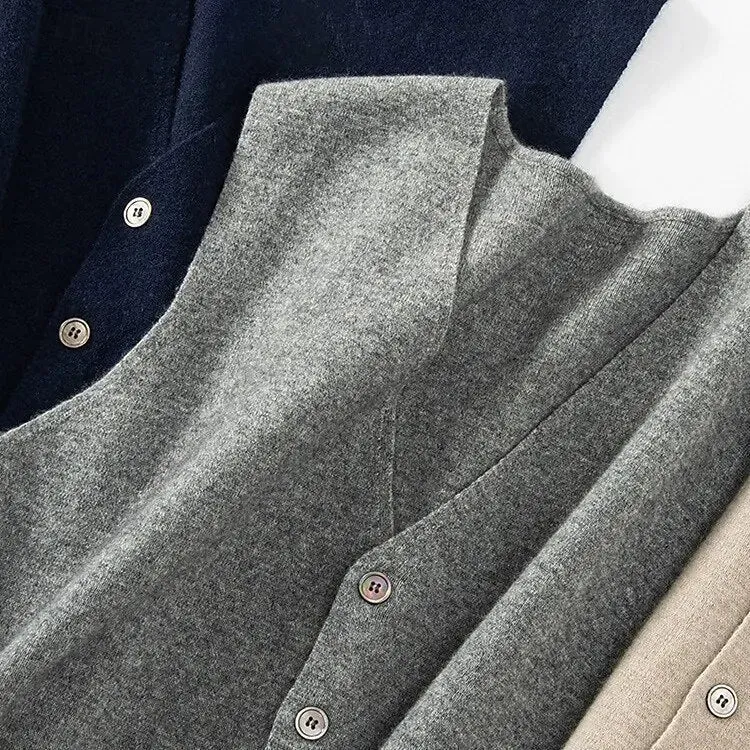 Cashmere Cardigan Vest  - Cross & Crown