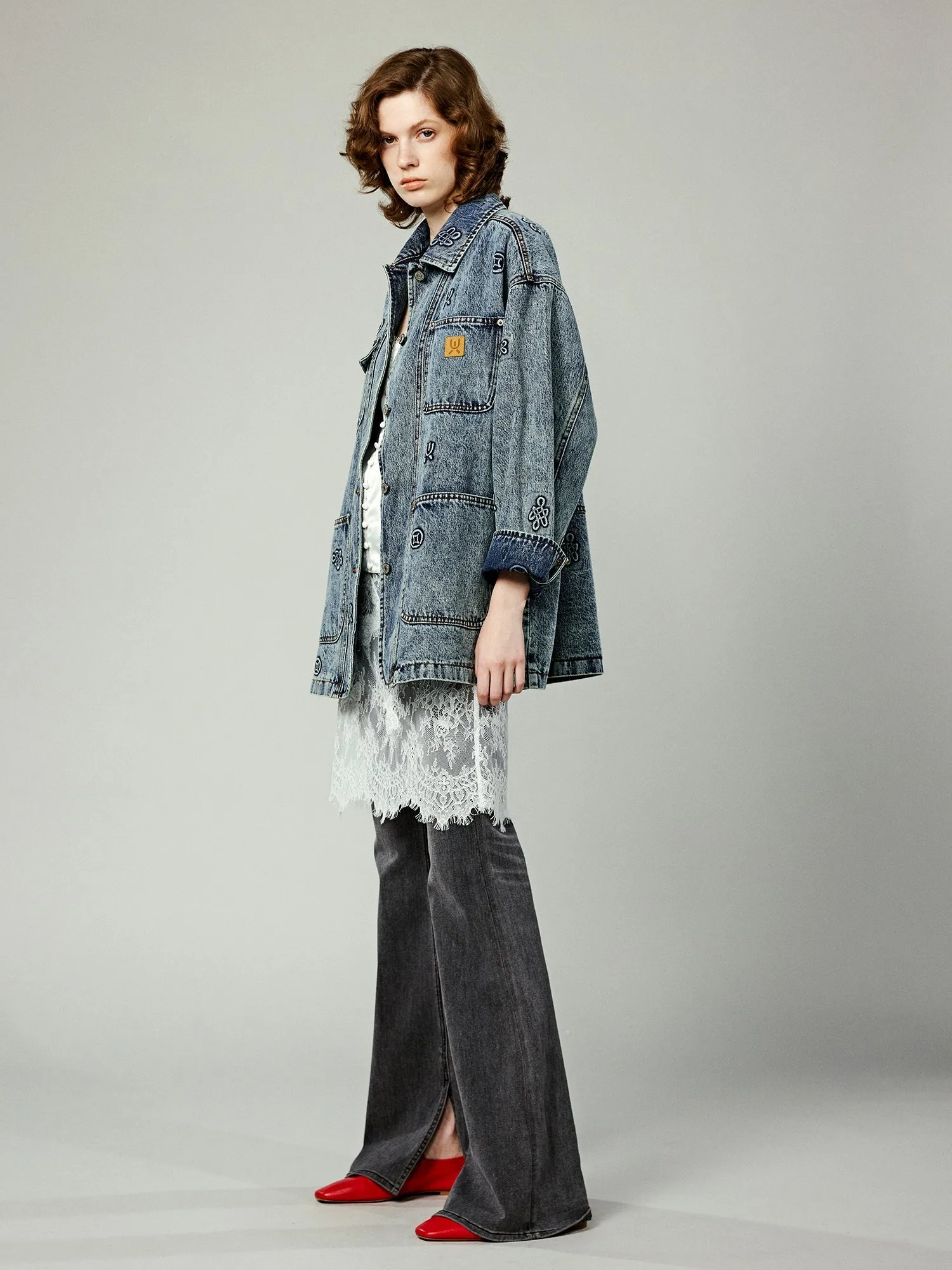 Chinese-Style embroidered hunting denim jacket