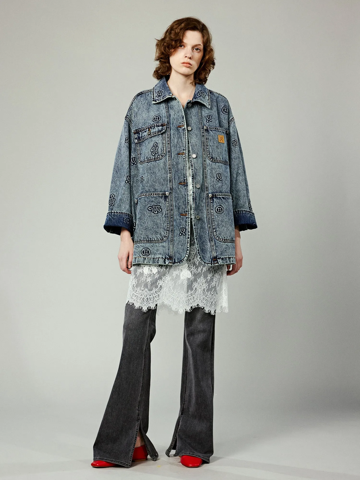 Chinese-Style embroidered hunting denim jacket