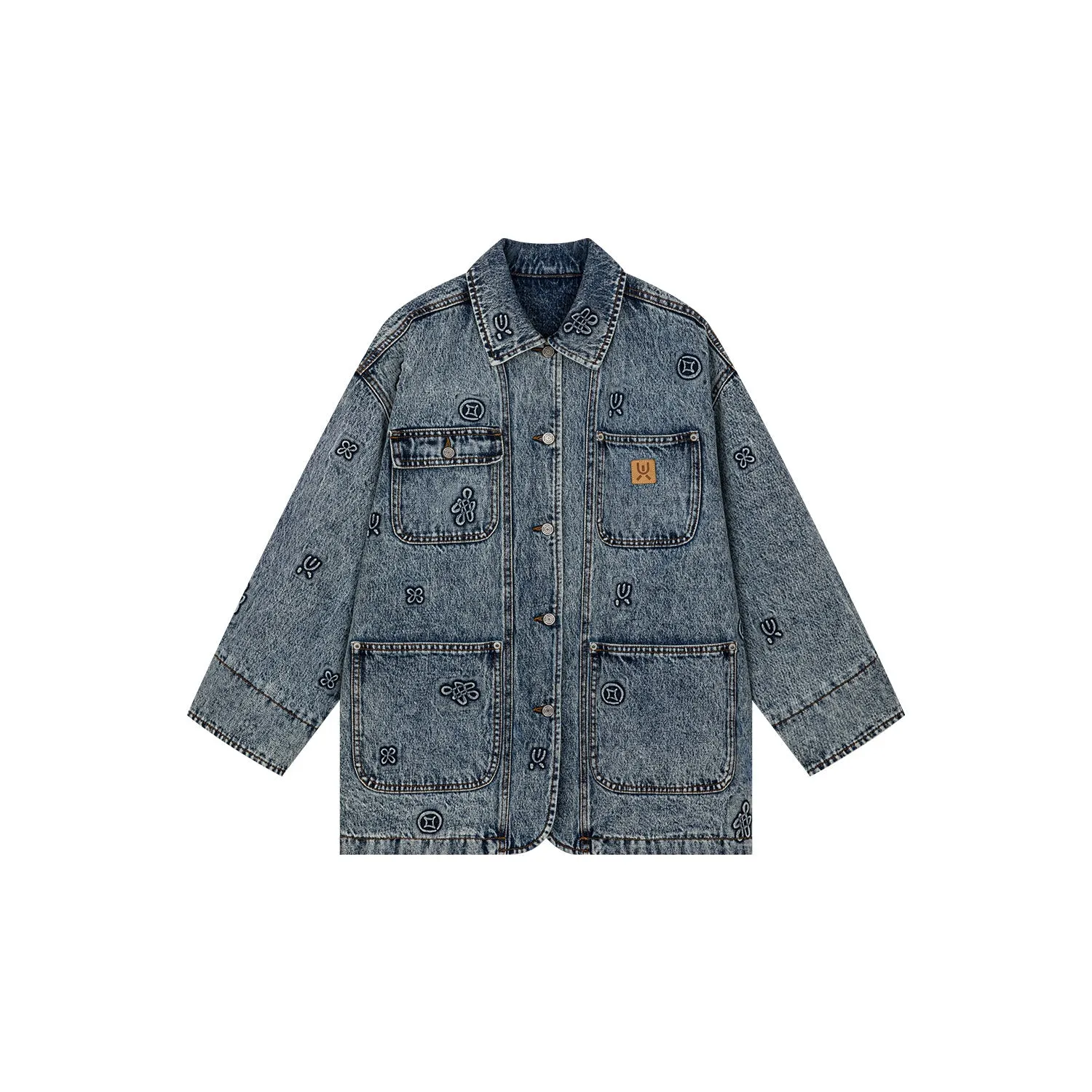 Chinese-Style embroidered hunting denim jacket