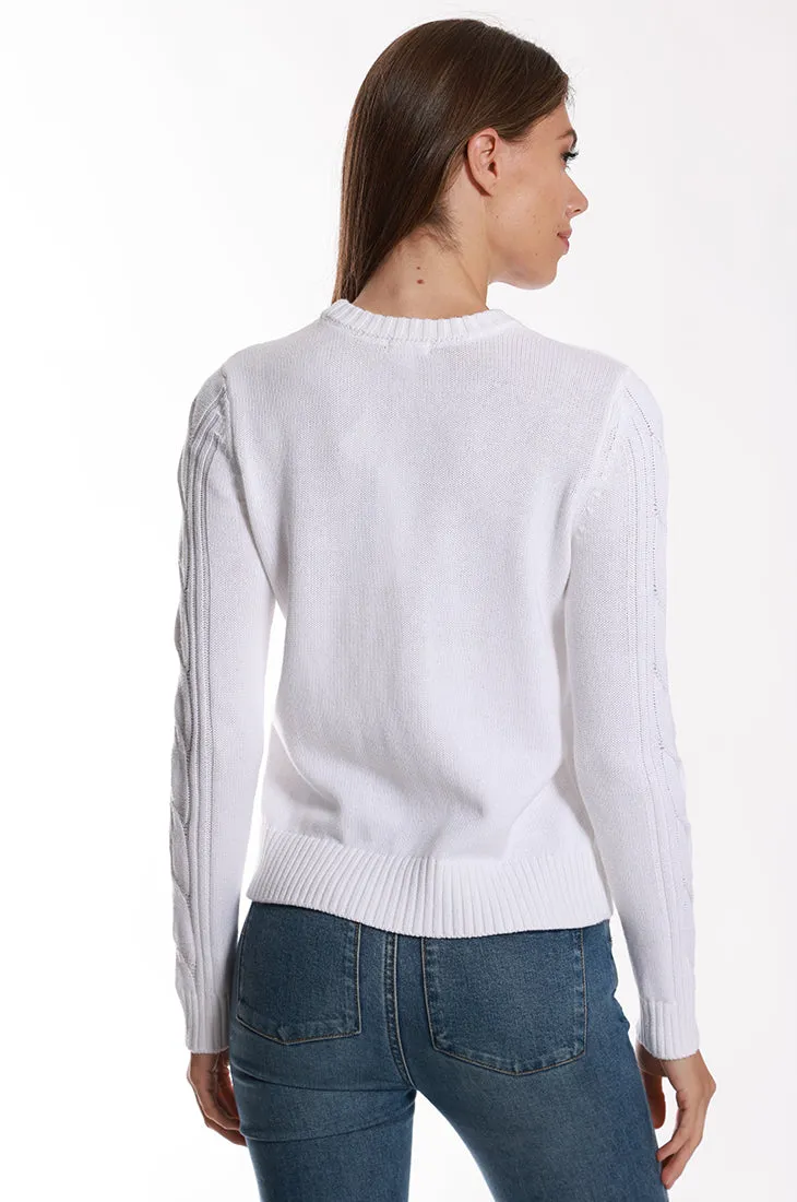 Cotton Cashmere Center Cable Crop Sweater