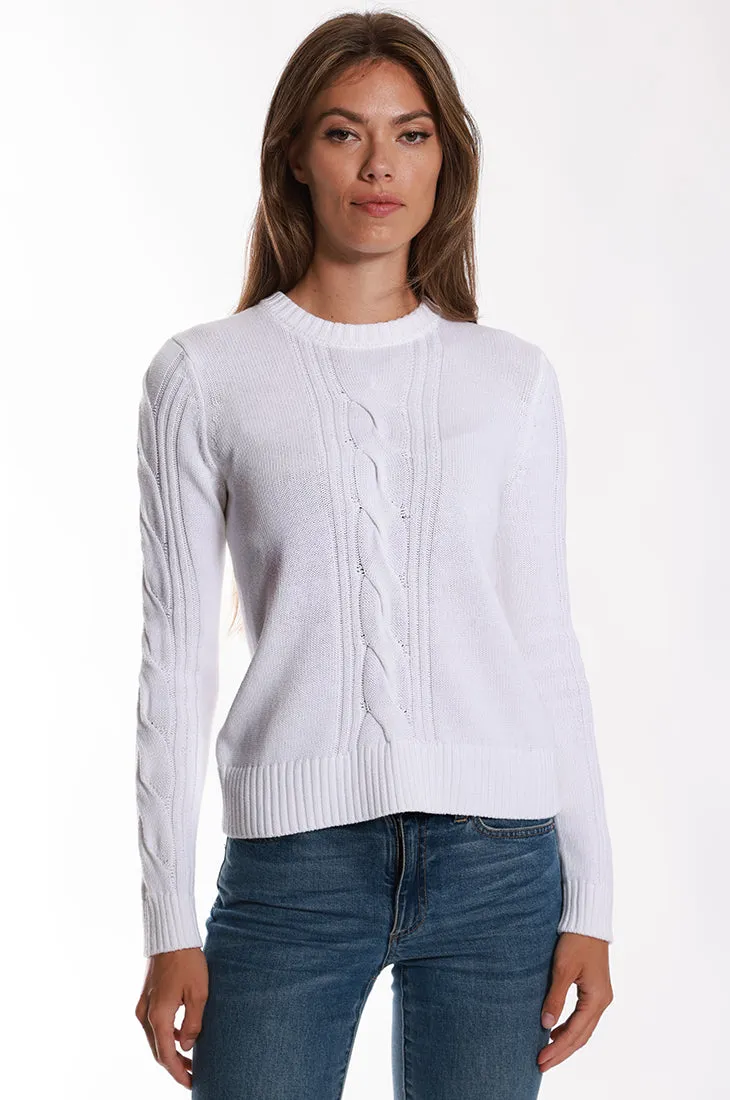 Cotton Cashmere Center Cable Crop Sweater