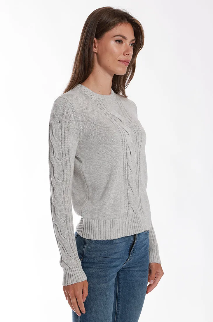 Cotton Cashmere Center Cable Crop Sweater