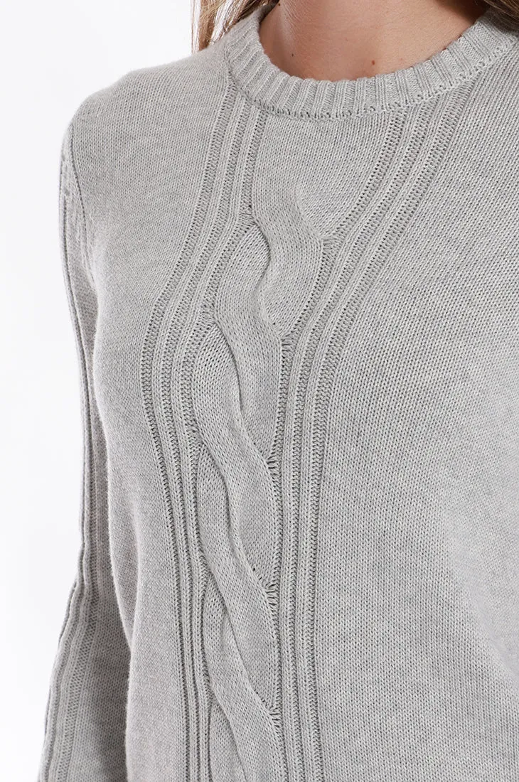 Cotton Cashmere Center Cable Crop Sweater