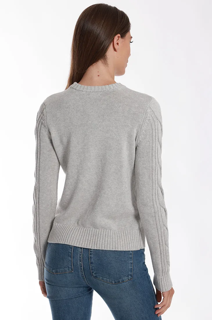 Cotton Cashmere Center Cable Crop Sweater