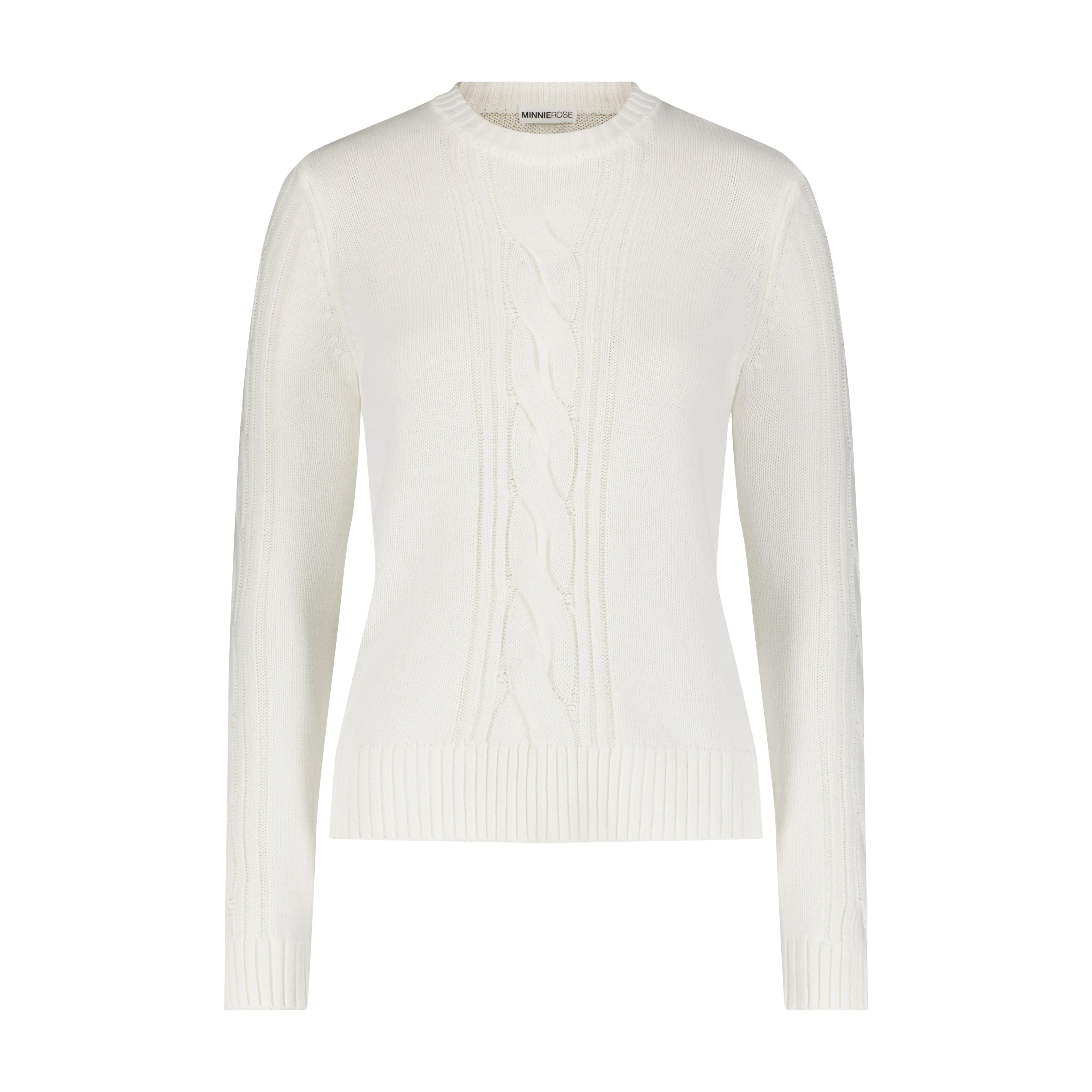 Cotton Cashmere Center Cable Crop Sweater