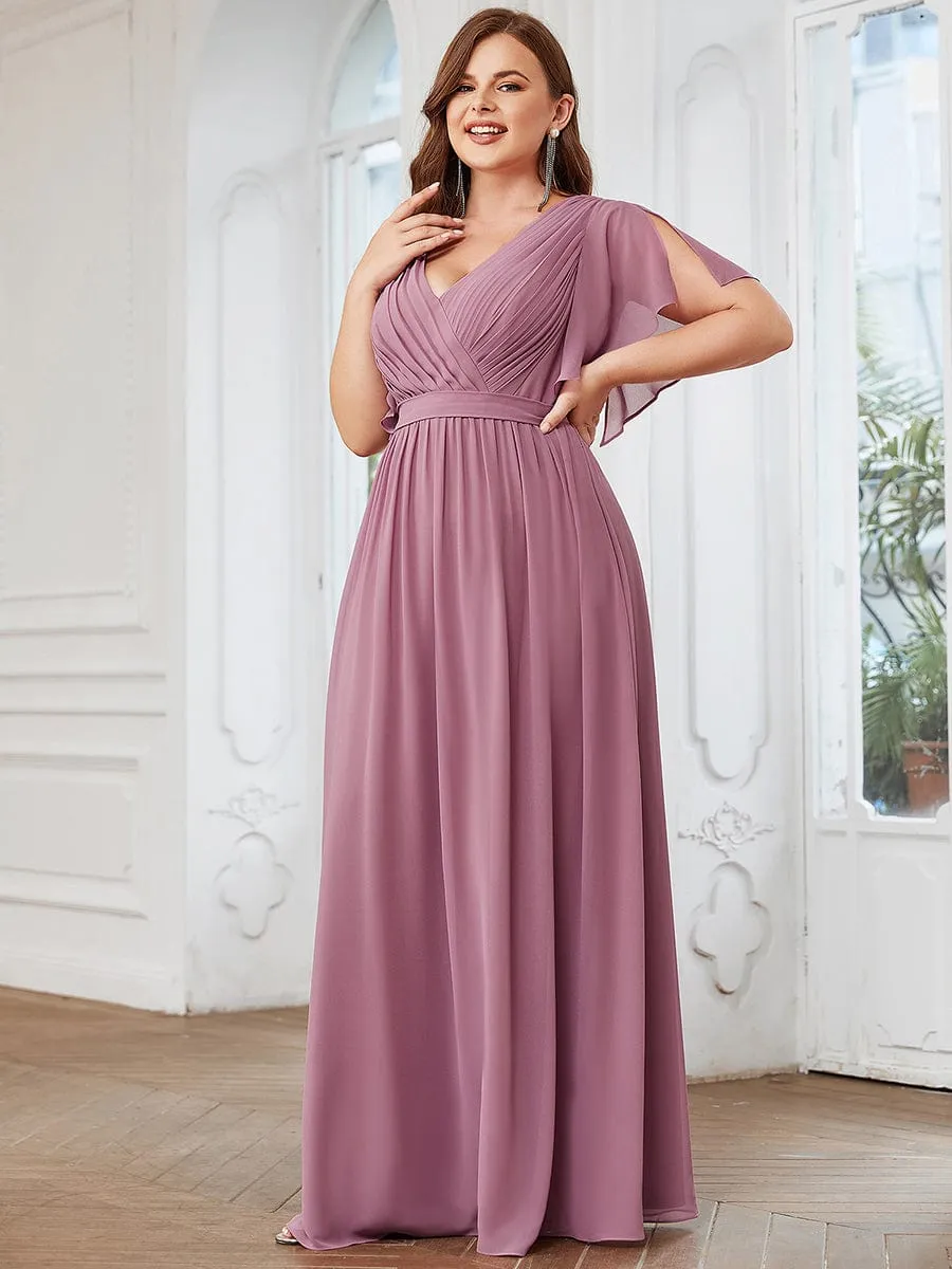 Custom Size Tie-Waist Pleated A-line Evening Dress