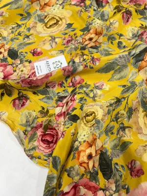 Digital floral printed pure crepe fabric 80 cms cut piece