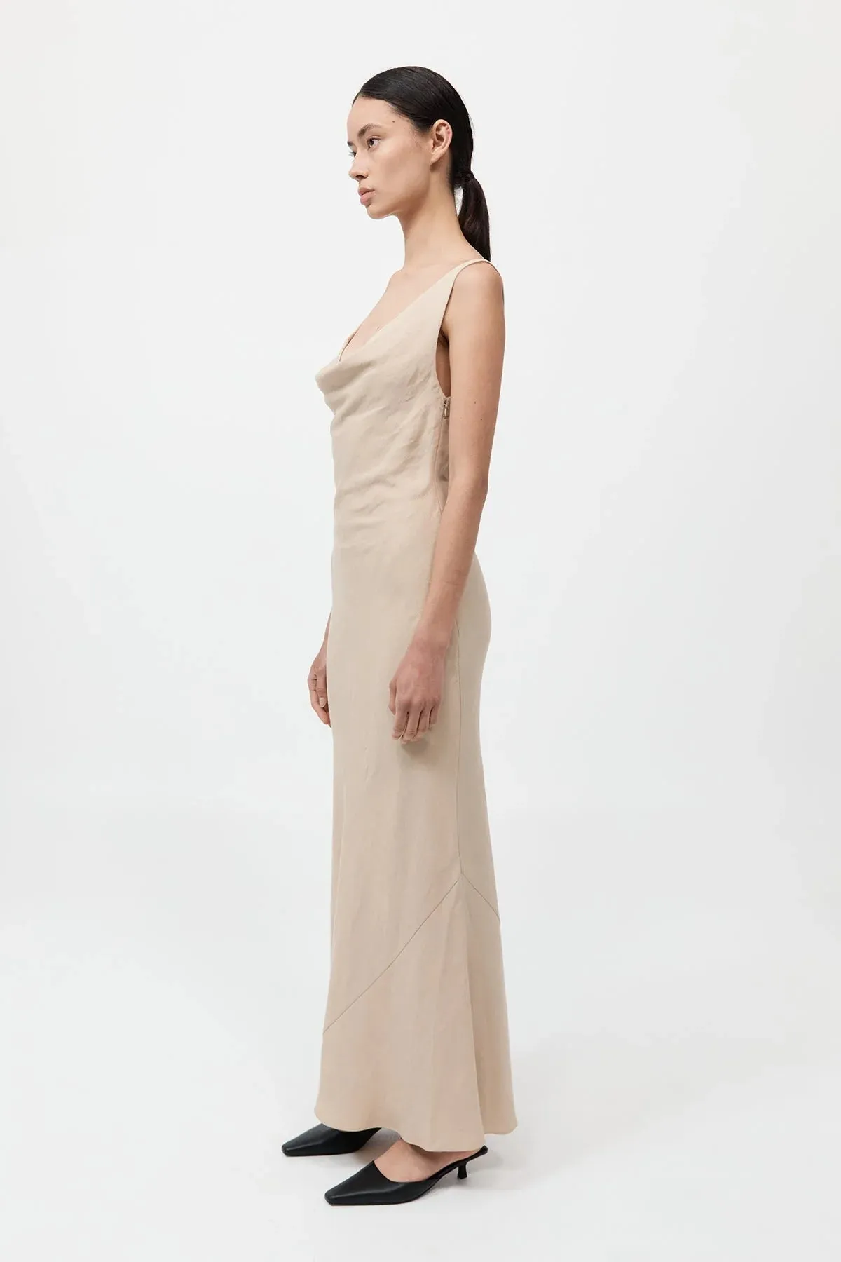 Double Drape Dress in Dune