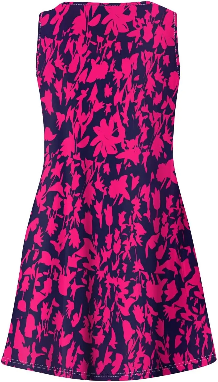 Dresses for Women 2025 Summer Floral Mini Dress V Neck Flowy Dresses Beach Sundress with Pockets