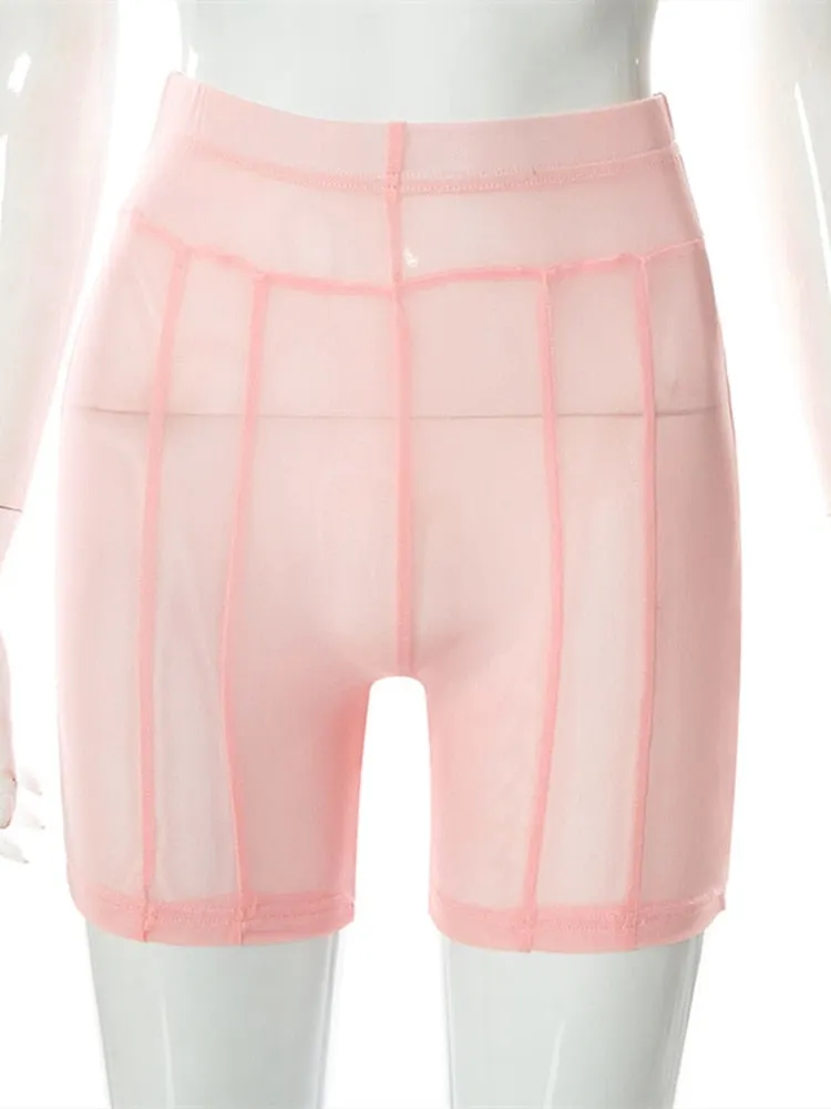 Durchsichtige Shorts aus Nori-Mesh-Patchwork