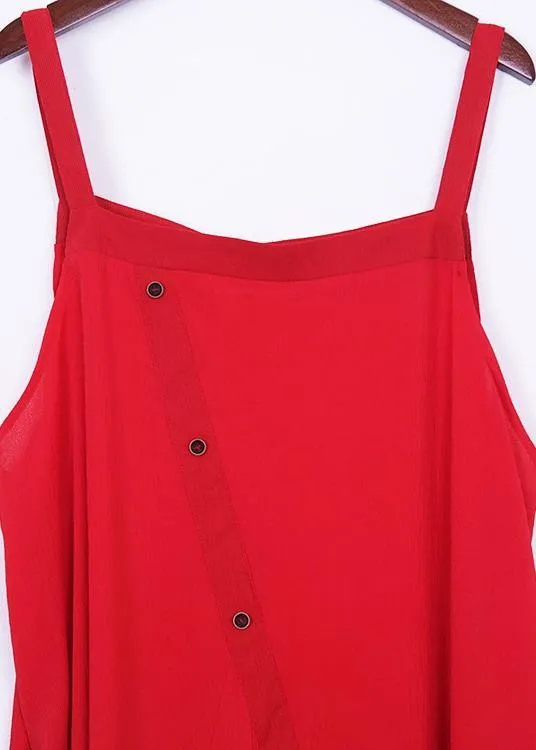 Elegant jumpsuit pants Mom design Button Down red Summer