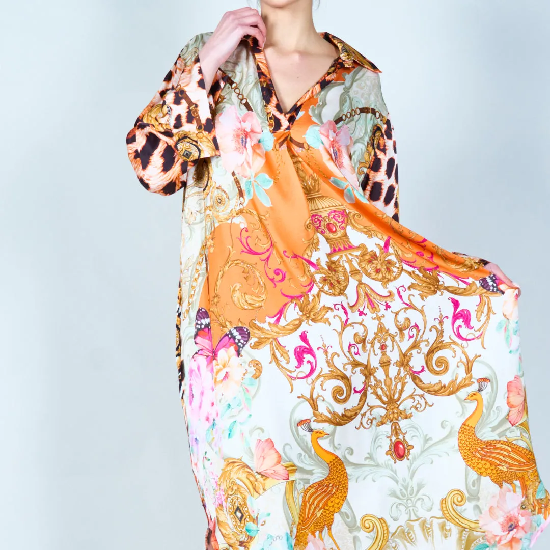 Elegant midi kaftan with mixed patterns wholesale