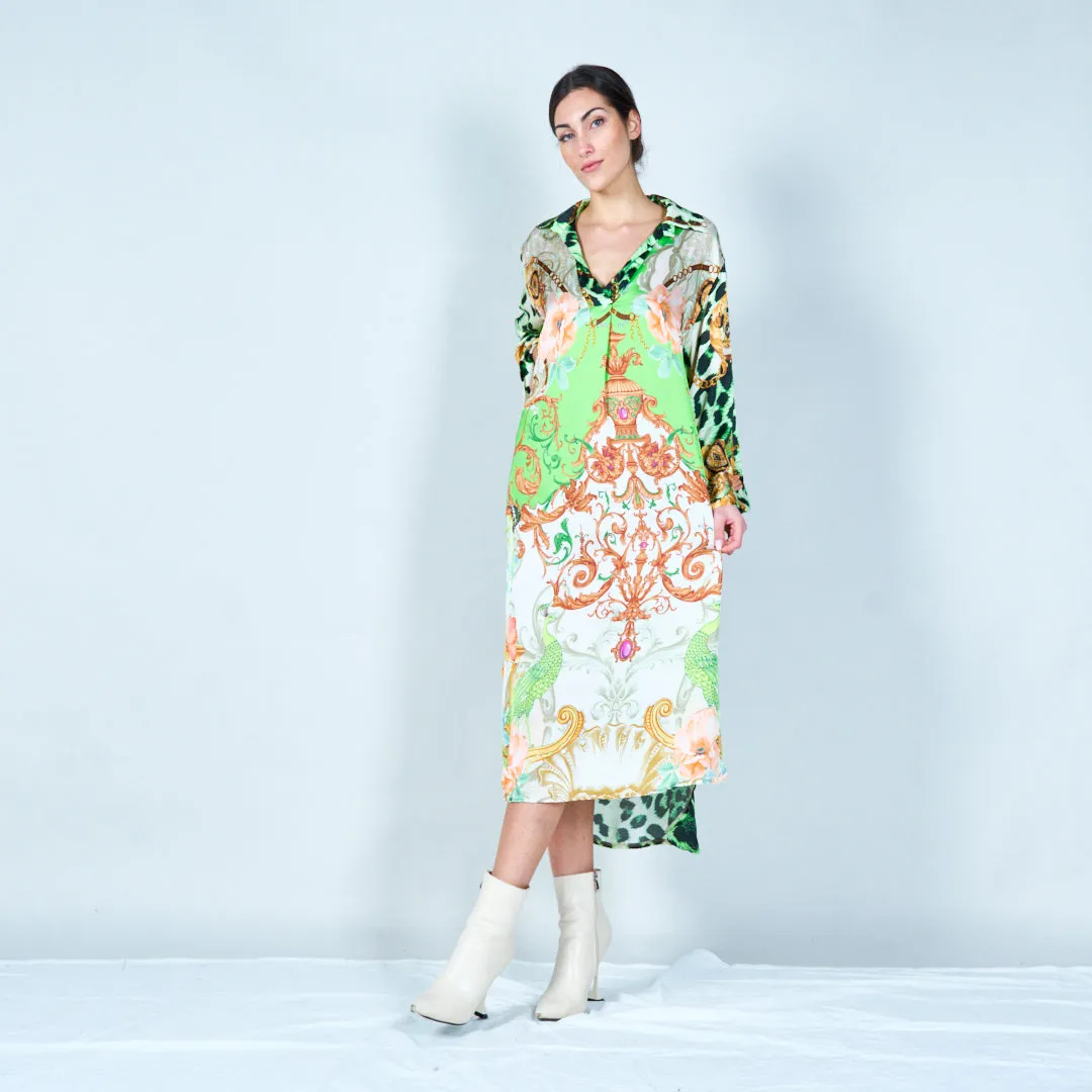 Elegant midi kaftan with mixed patterns wholesale