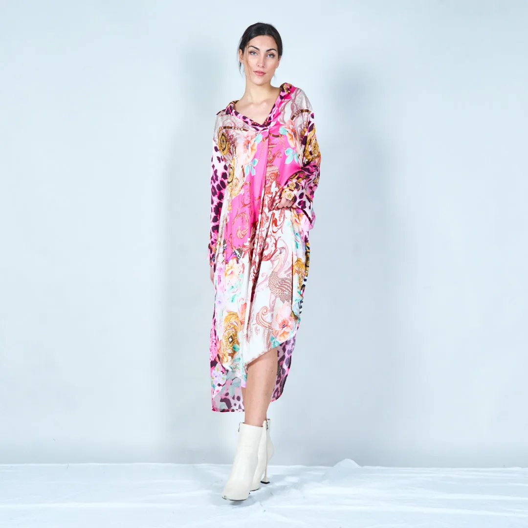 Elegant midi kaftan with mixed patterns wholesale