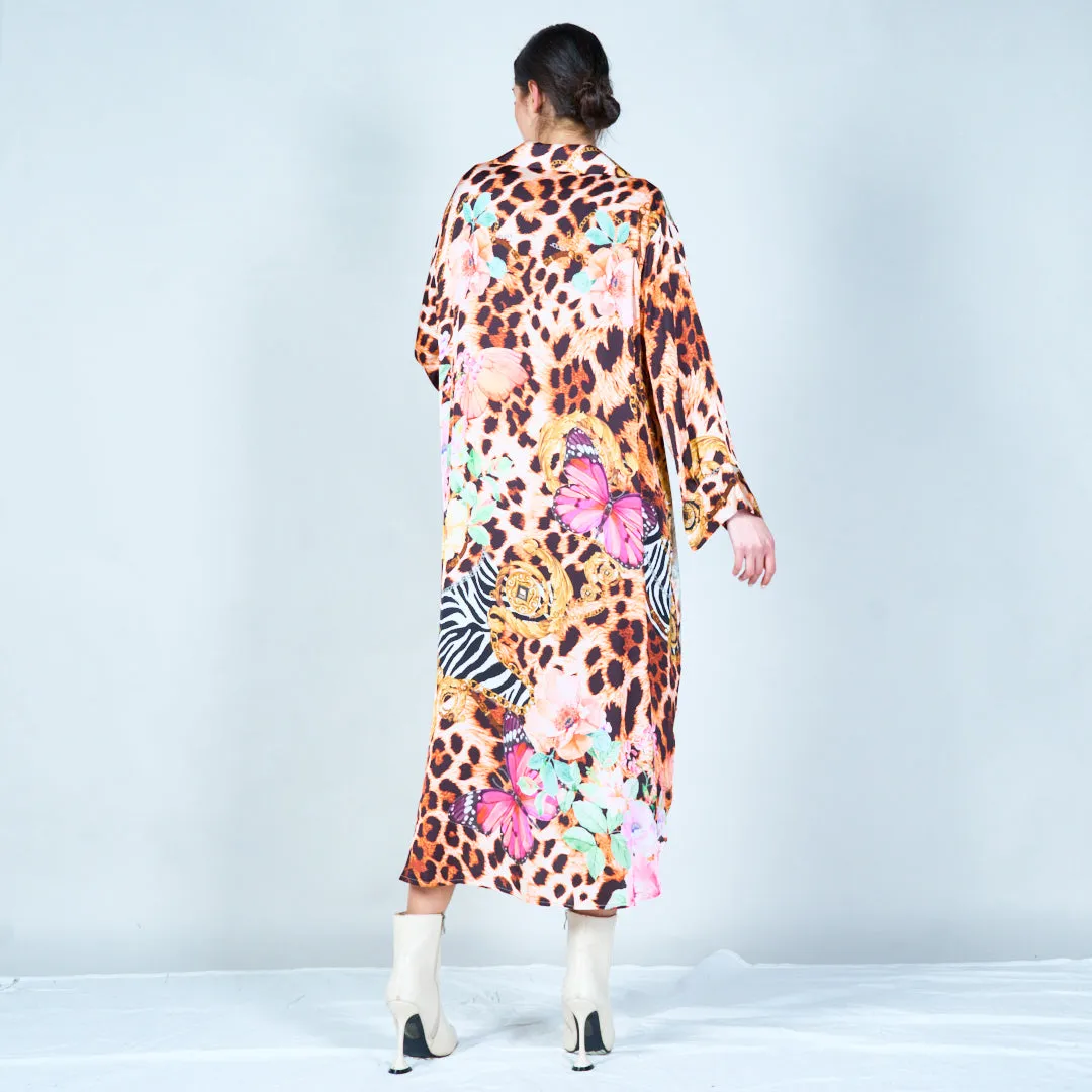 Elegant midi kaftan with mixed patterns wholesale