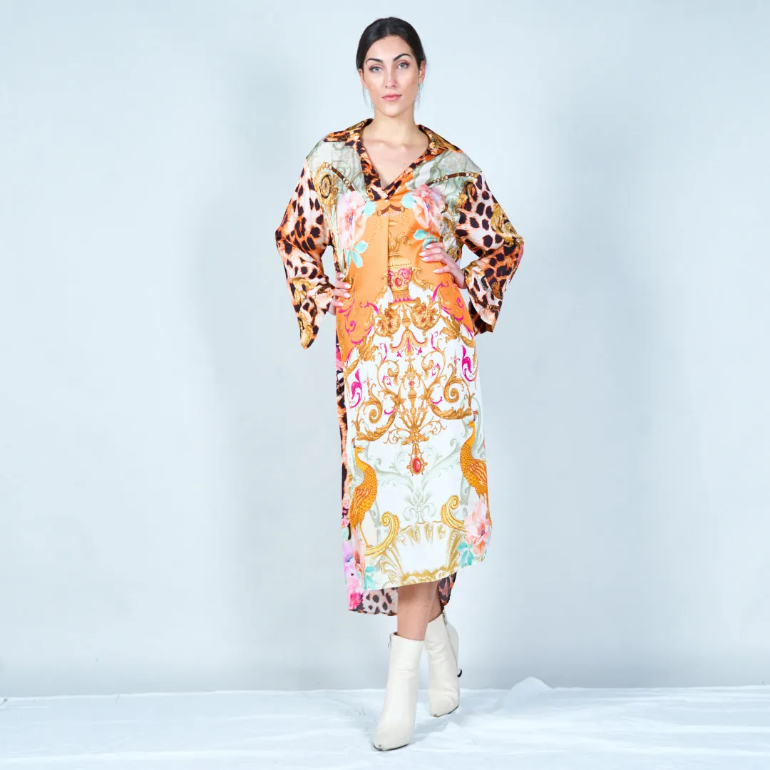 Elegant midi kaftan with mixed patterns wholesale